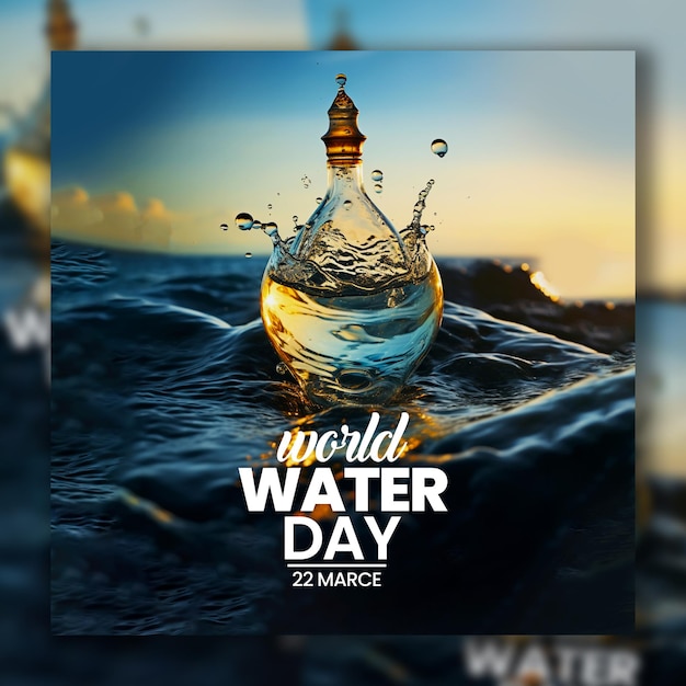 PSD banner de las redes sociales para el día mundial del agua