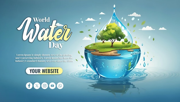 PSD banner de las redes sociales del día mundial del agua