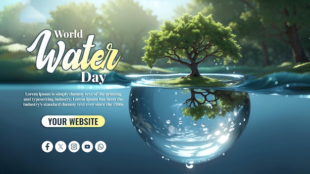 PSD banner de las redes sociales del día mundial del agua