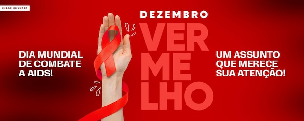 Banner de redes sociales Día mundial del combate de diciembre rojo