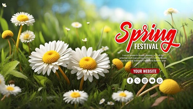 PSD banner de las redes sociales del día de la primavera