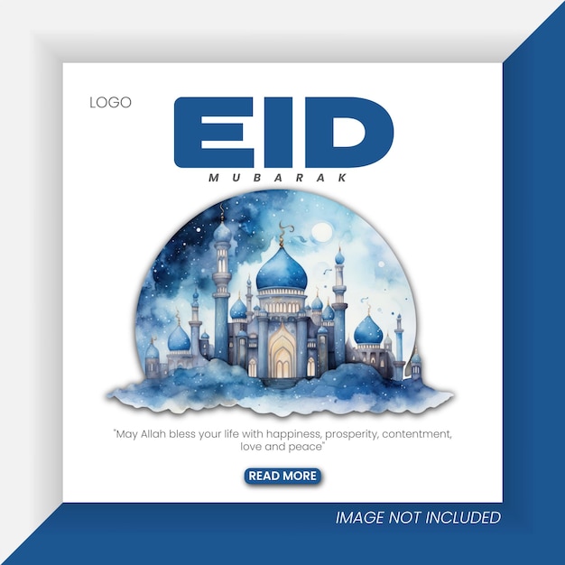 PSD banner de las redes sociales de eid mubarak y eid ul fitr plantilla de publicación de instagram