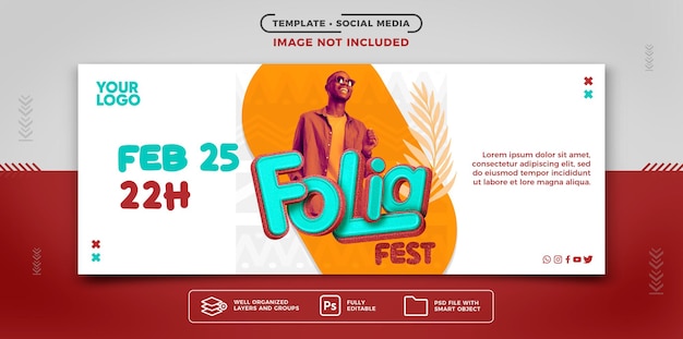 Banner de redes sociales para eventos de fiesta de carnaval