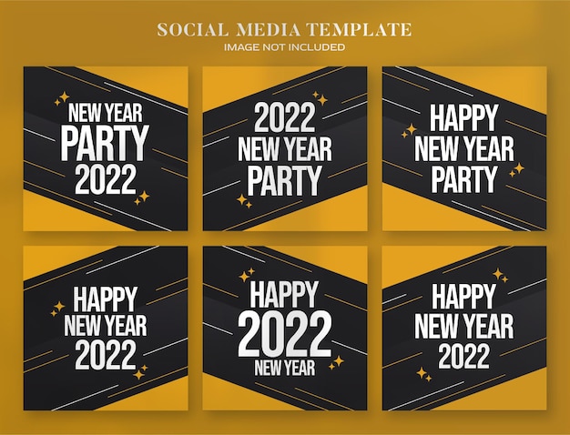 Banner de redes sociales de fiesta de año nuevo 2022 y plantilla de publicación de instagram