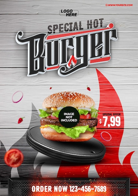 Banner de redes sociales hamburguesa caliente especial para composición