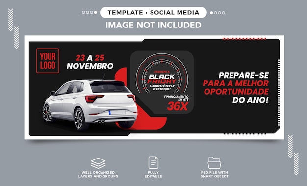 Banner de redes sociales instagram Black friday para venta de vehículos en oferta