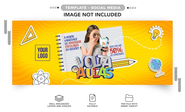 Banner de redes sociales de Instagram Regreso a la escuela la más amplia gama de útiles escolares