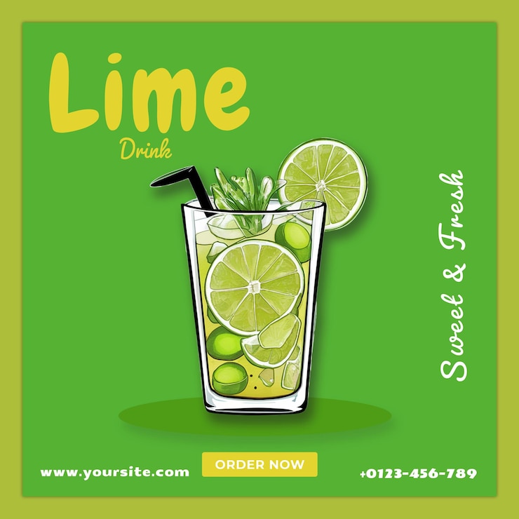 PSD banner de las redes sociales de lime drink