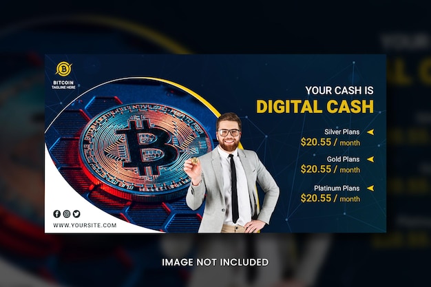 PSD banner de redes sociales de moneda criptográfica