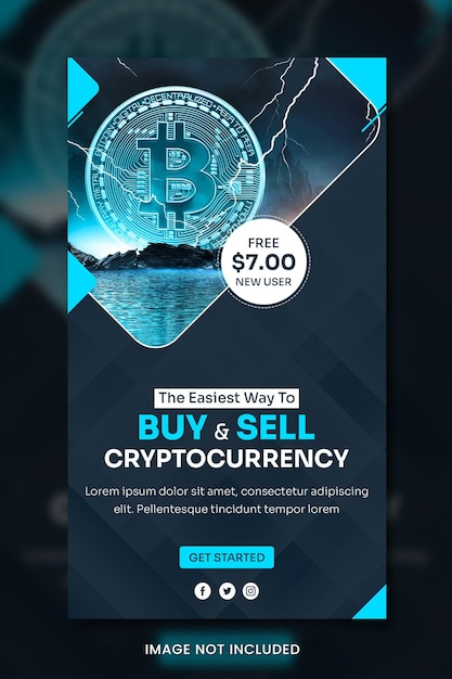 PSD banner de redes sociales de moneda criptográfica