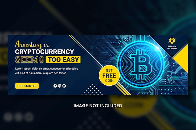 PSD banner de redes sociales de moneda criptográfica