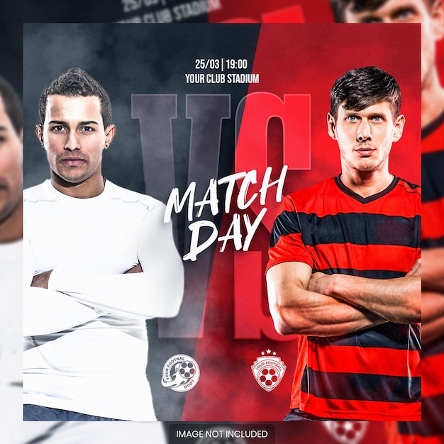 Banner de redes sociales de la plaza del club de calendario de partidos de fútbol y fútbol