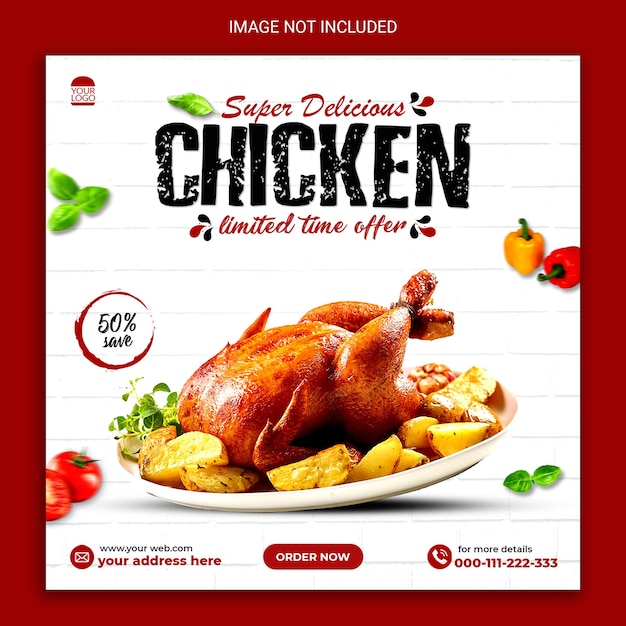 Banner de redes sociales de pollo delicioso