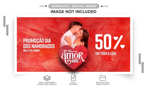 Banner de redes sociales promoción especial feliz día de san valentín