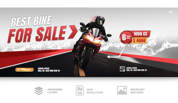 PSD banner de redes sociales de promoción de venta de motocicletas