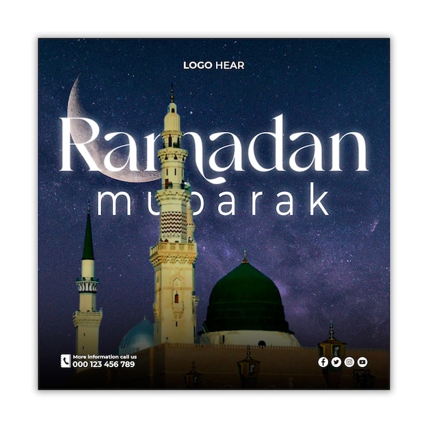 PSD banner de redes sociales religioso del festival islámico tradicional de ramadán kareem