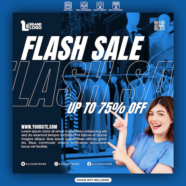 Banner de redes sociales de venta flash o plantilla de publicación de instagram