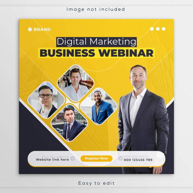 PSD banner de redes sociales de webinar corporativo negocio de marketing digital diseño de plantillas de publicaciones de instagram
