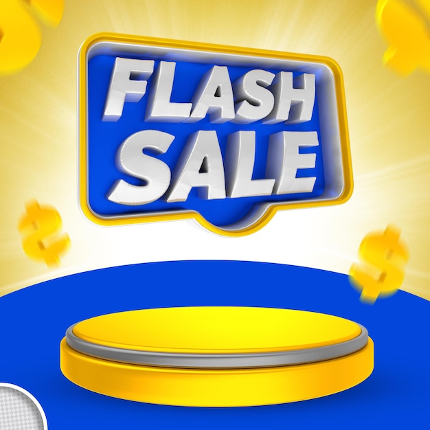 Banner de render 3d de flash de etiqueta