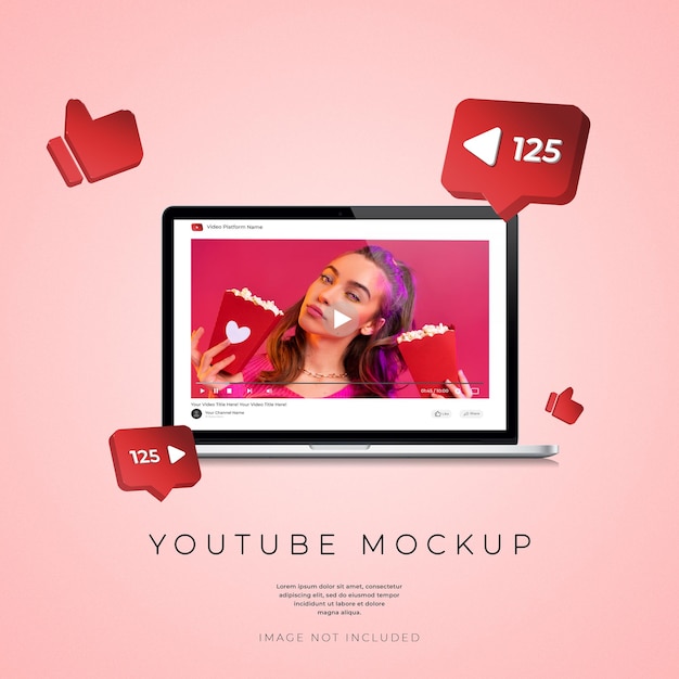 Banner de renderización 3D en el portátil de Youtube