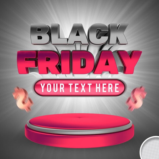 Banner de renderizado 3d de texto de viernes negro