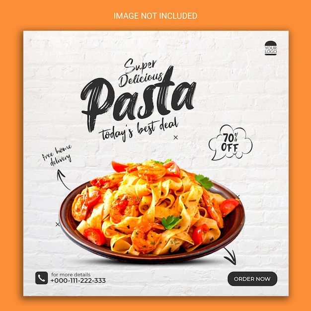 banner de restaurante de promoción de redes sociales de pasta deliciosa.