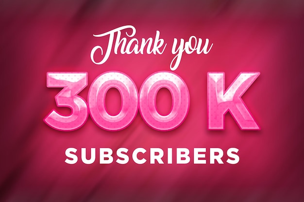 Banner de saludo de celebración de 300 K suscriptores con diseño rosa