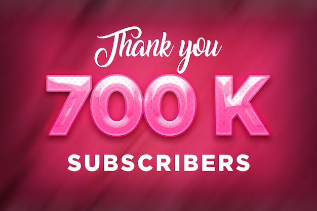 Banner de saludo de celebración de 700 k suscriptores con diseño rosa