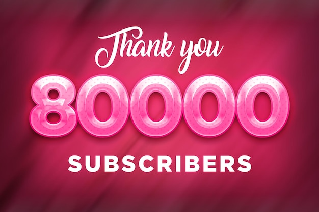 Banner de saludo de celebración de 80000 suscriptores con diseño rosa