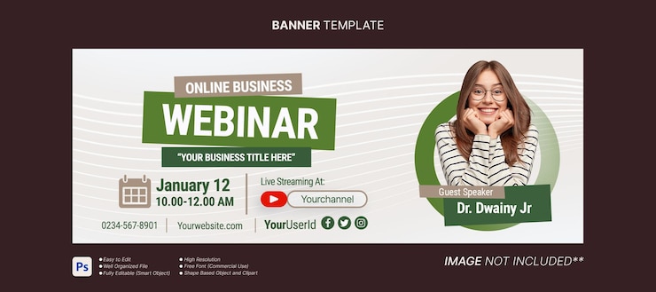 PSD banner sampul facebook media sosial webinar langsung pemasaran digital