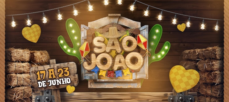 PSD banner sao joao festa junina no brazil realistic