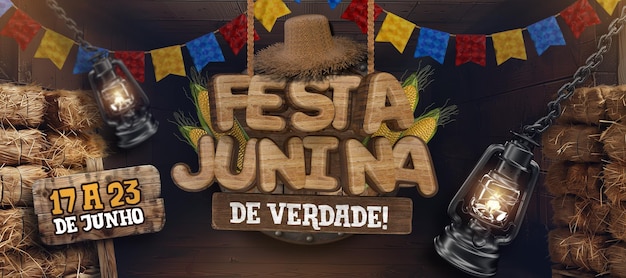 Banner Sao Joao Festa junina non brasiliano realistico