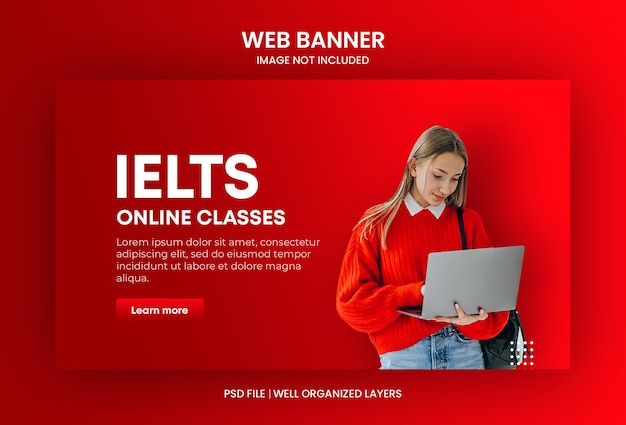 Banner del sitio web de clases en línea de ielts