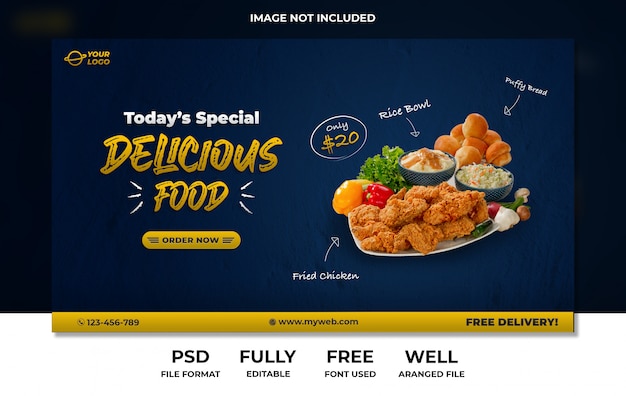 Banner sito Web social media pacchetto alimentare