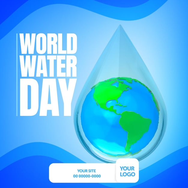 BANNER SOCIAL MEDIA GIORNATA MONDIALE DELL'ACQUA 3D PIANETA TERRA GOTA