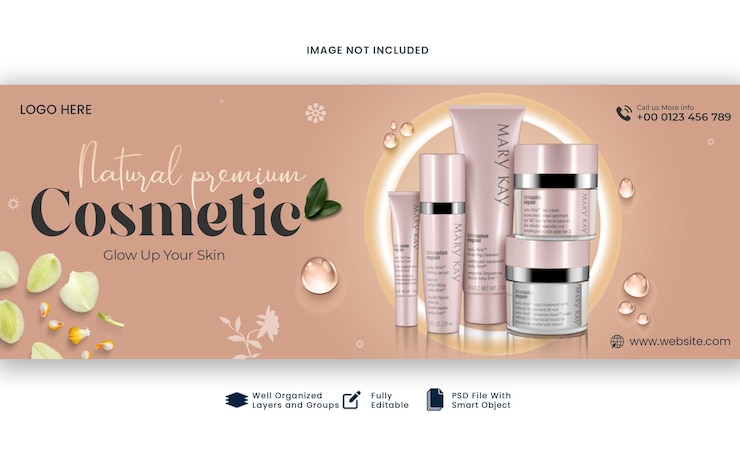 PSD banner de soins de la peau cosmétiques sur les réseaux sociaux modèle de couverture facebook