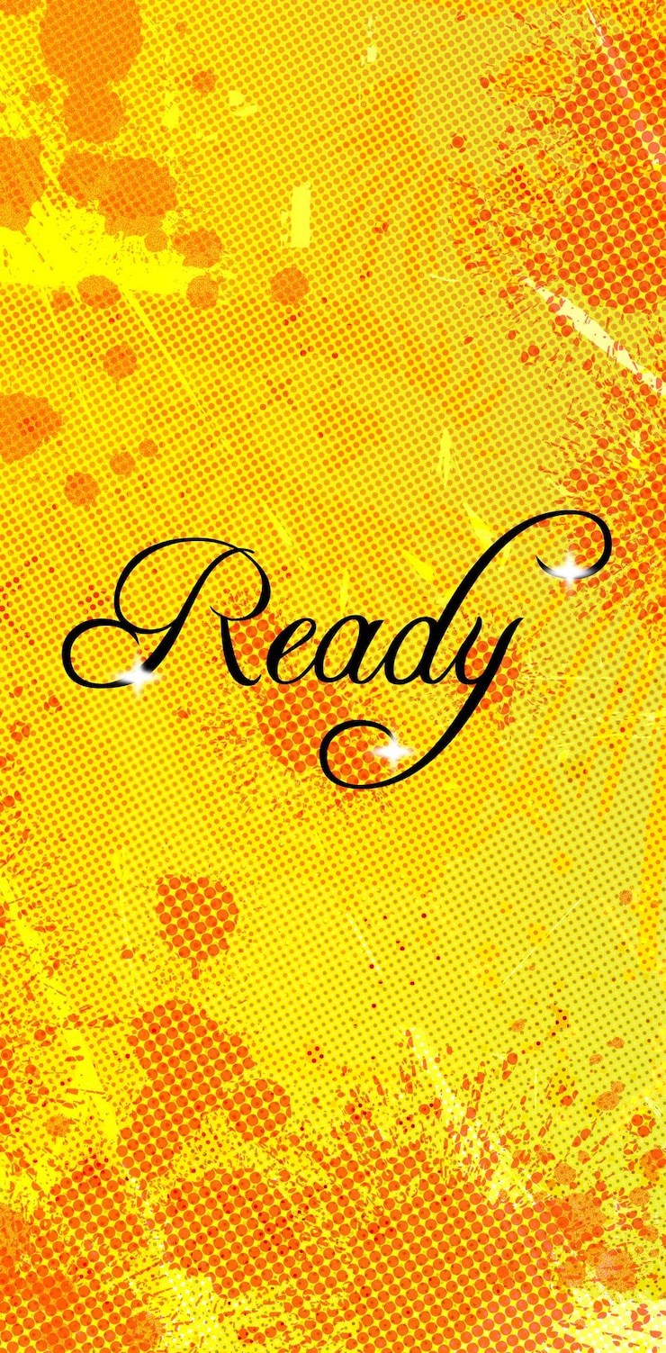 PSD banner stand amarelo com fundo amarelo e laranja com a palavra pronto