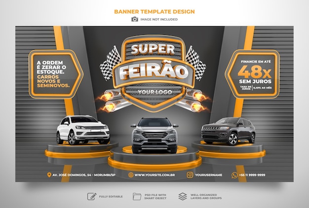 PSD banner super auto feria plantilla