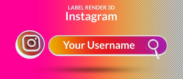 PSD banner-symbol instagram finde mich label 3d render isoliert