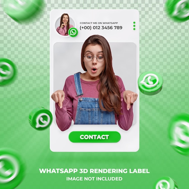 Banner-symbol-profil auf whatsapp 3d-rendering-etikettenvorlage