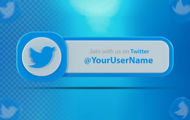 Banner-symbol twitter mit label 3d-rendering