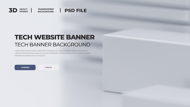 Banner technique du site Web avec rendu 3D et arrière-plan transparent