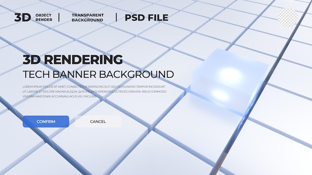 Banner de tecnología de renderización 3D abstracto