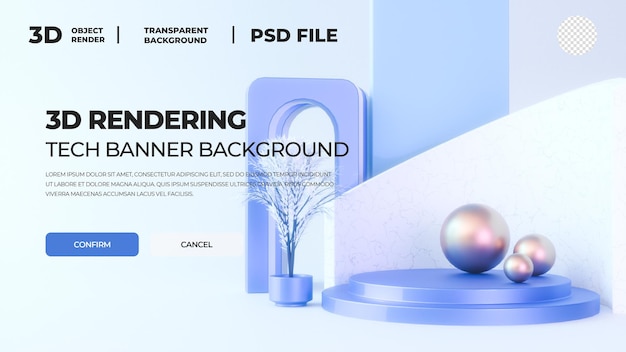 Banner de tecnología de renderización 3D abstracto