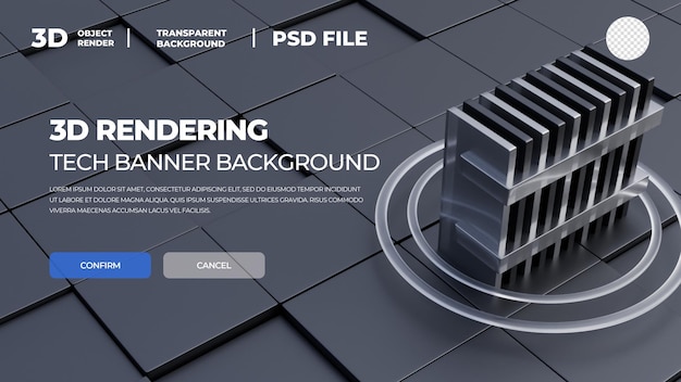 Banner tecnologico di rendering 3D