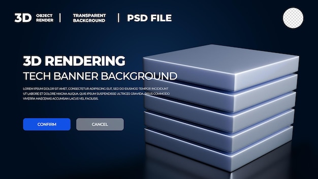 Banner tecnologico di rendering 3D