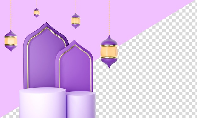 PSD banner template 3d pódio eid mubarak concept