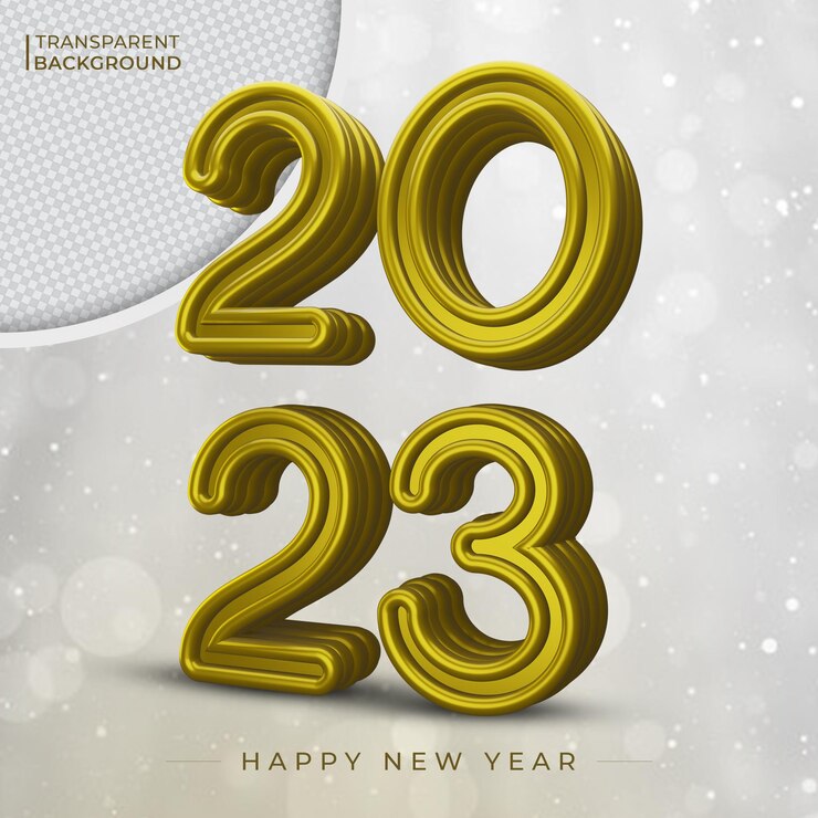 PSD banner de texto 3d de año nuevo 2023