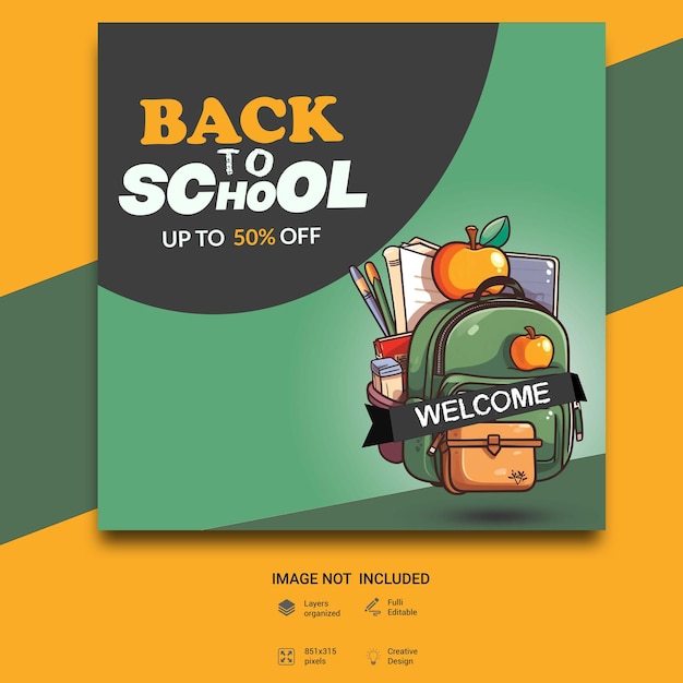 Banner TORNA a scuola con verde e sfondo