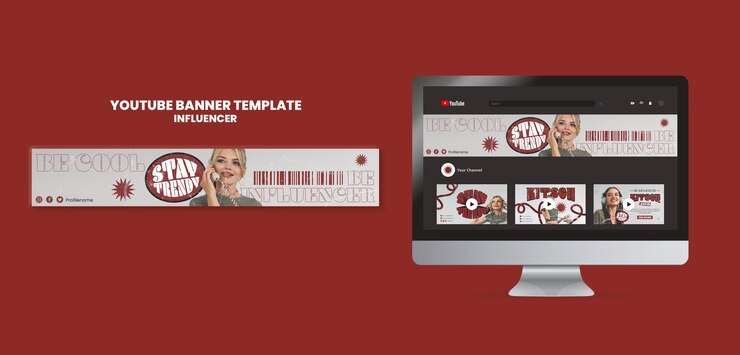 PSD banner de trabajo de influencers en youtube